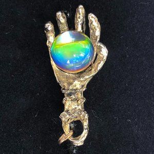 Mystical Hand with Crystal Ball - Gold Charm